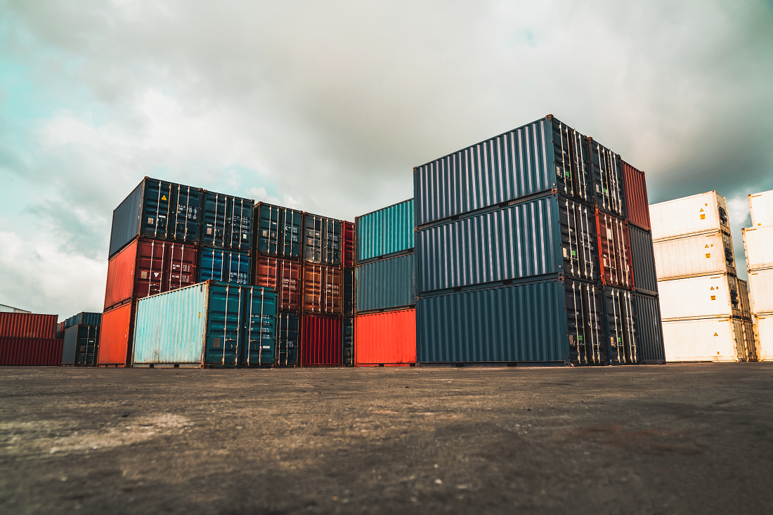 containers in a warehouse